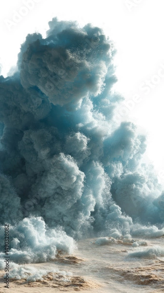 Fototapeta Majestic blue clouds rise dramatically on horizon.