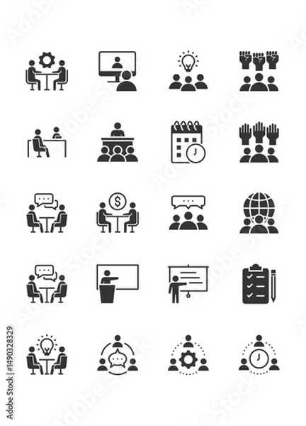 Obraz set of meeting icons, conference, interview