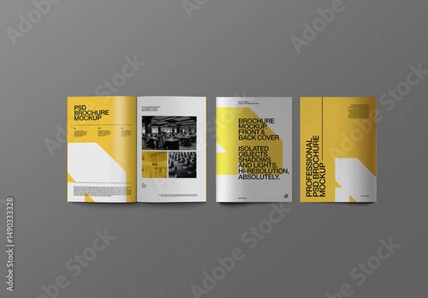 Fototapeta Brochure Mockup – A4 Flat-Lay (3 Objects)