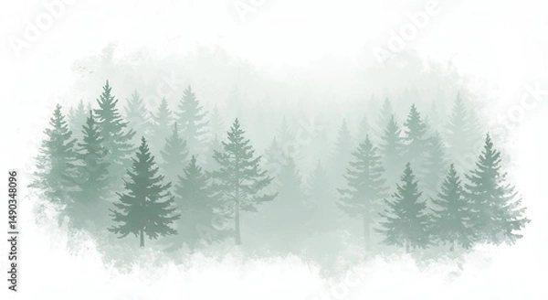 Obraz Misty forest illustration background