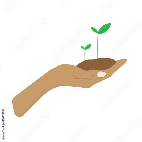 Fototapeta vector hand with seeds in palm