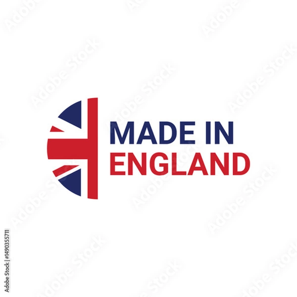 Fototapeta made in england sign label design vector	 with flag element
