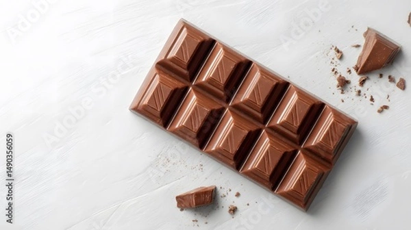Fototapeta Delicious milk chocolate bar photography for dessert lovers and sweet tooth cravings and treat time now 100 char