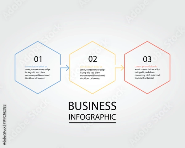 Fototapeta Business Infographic modern design template for banners and infographics for 3 hexagon step line 