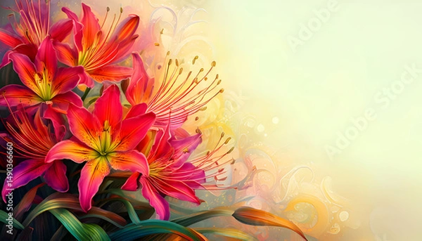 Obraz Vibrant flowers in shades of pink and orange with a soft background.