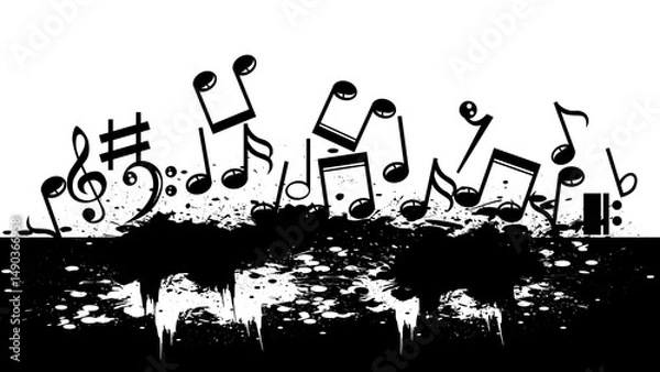 Fototapeta Musical notes staff background with lines