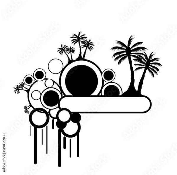 Fototapeta Summer color background with palm trees 