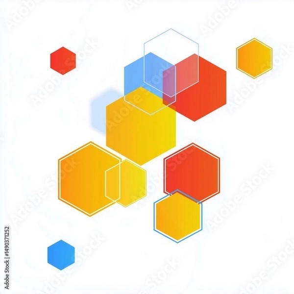 Obraz Creative geometric vector pattern with red, yellow and blue hexagons. For business, presentation, web, app, digital interface, infographic, packaging, branding.