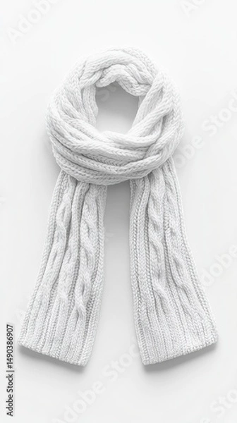 Obraz White Knit Scarf on a White Background