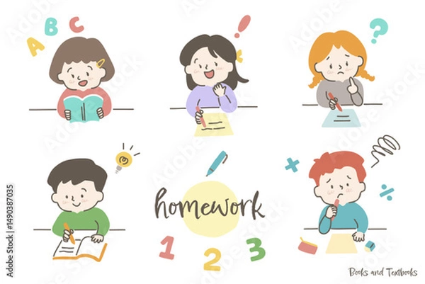 Obraz 勉強をする子供たち