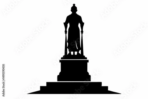 Fototapeta statue silhouette line art vector illustration with a white background