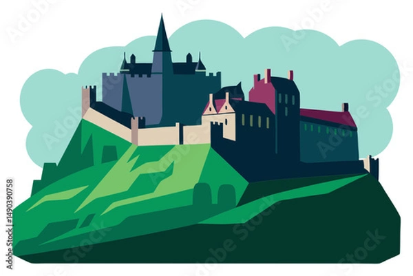Obraz Scottish Castle Landmark Illustration