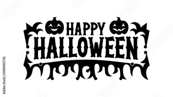 Fototapeta Happy Halloween vector lettering. Handwritten text design. Vector on white background