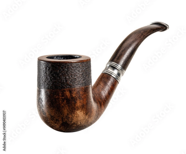 Obraz Classic wooden smoking pipe with elegant design and craftsmanship on a transparent background, cut out