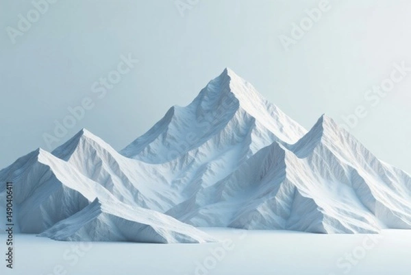 Obraz Serene Minimalist Mountain Range A Study in White Peaks and Gentle Slopes