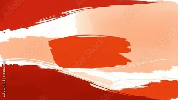 Fototapeta Warm orange and red abstract background with a bold brushstroke texture. Modern, artistic, and vibrant wash design.