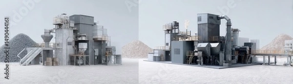 Fototapeta A factory waste management system recycling raw materials for future use