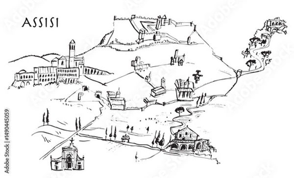 Fototapeta Assisi Pilgrim Map