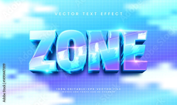 Fototapeta 3d Colorful Modern Zone, Editable Vector Text Effect. Elegant Technology Concept.