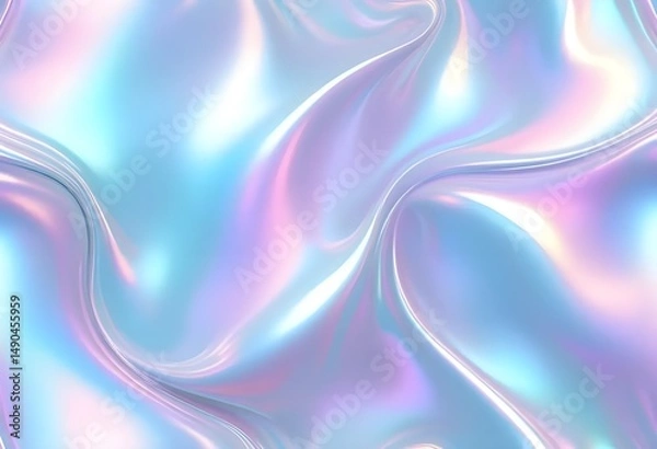 Obraz Liquid Pastel Holographic Texture with Iridescent Gloss and Smooth Flowing Waves