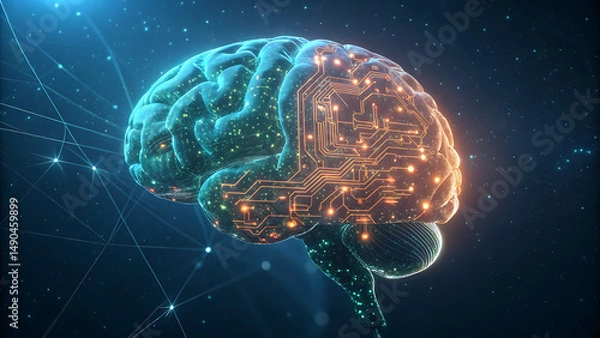 Fototapeta Digital Neural Network Brain | AI & Futuristic Intelligence Concept.