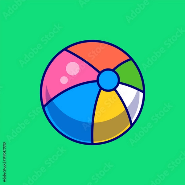 Fototapeta Rubber Beach Ball on Sandy Shore Under Clear Sky