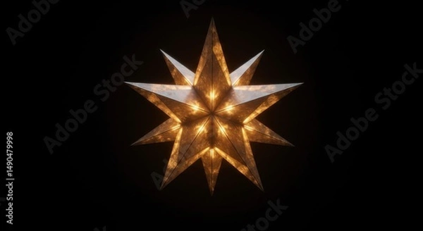 Fototapeta Ornate, glowing star shape on a black background