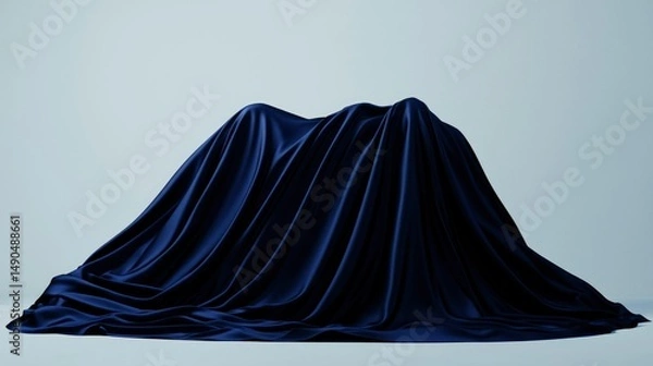 Fototapeta Dark blue draped fabric, elegant product presentation