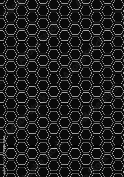 Fototapeta Metallic black hexagonal background vector design. Silver honeycomb pattern with hexagon mesh. Abstract geometric hexagon shape background wallpaper design.