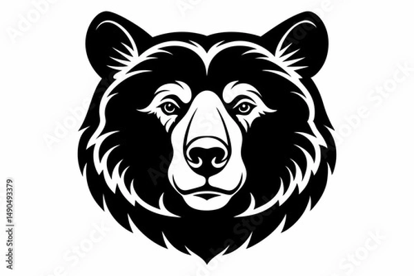 Obraz bear head silhouette line art vector illustration with a white background
