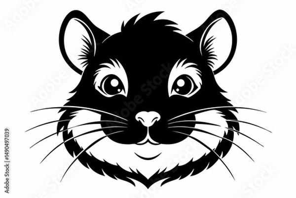 Obraz hamster head silhouette line art vector illustration with a white background