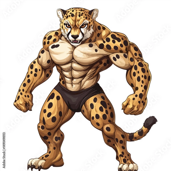 Fototapeta cheetah cartoon isolated on white