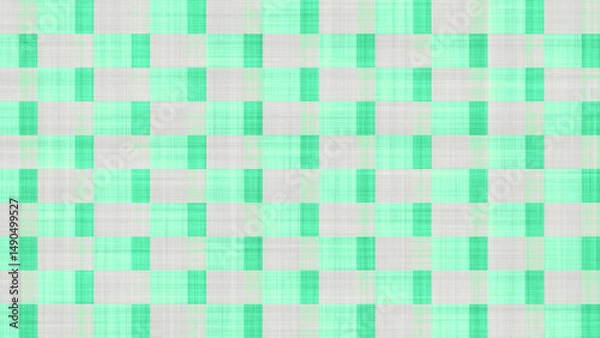 Fototapeta Mint Green Woven Checker Pattern - Soft Abstract Grid Texture for Eco Packaging, Product Design, and Children’s Decor Projects