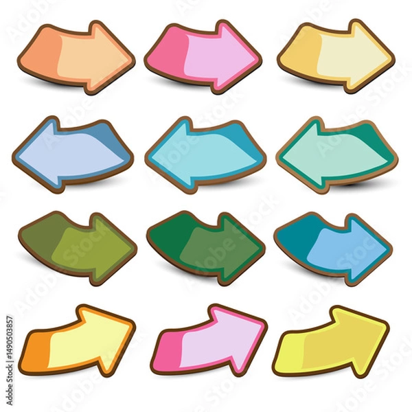Fototapeta Set of various cartoon arrow icons