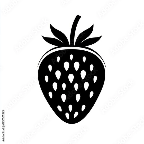 Obraz A stylized black and white strawberry illustration