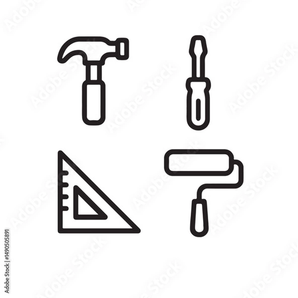Obraz Construction Tools Line Icons