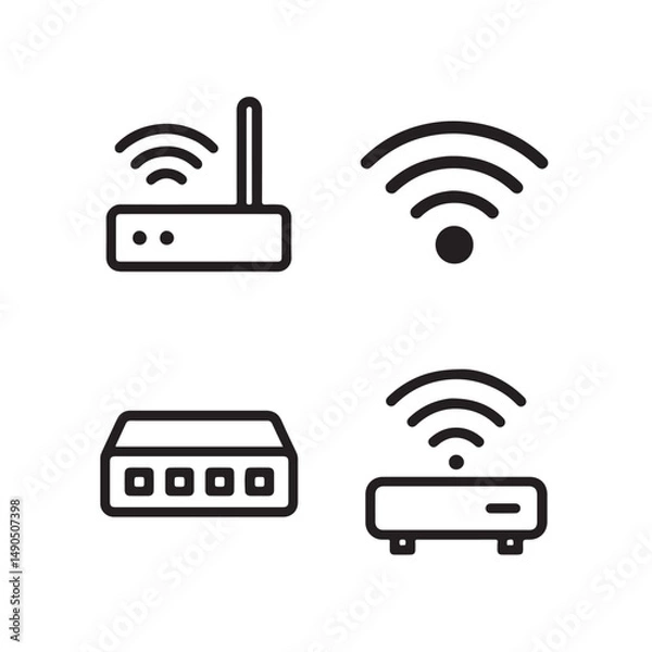 Fototapeta Networking Devices Line Icons