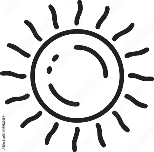 Obraz Flat Vector Icon of Sun with Rays – Weather and Energy Use