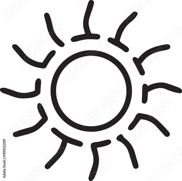 Obraz Clean Line Sun Symbol – Solar Energy and Weather App Icon