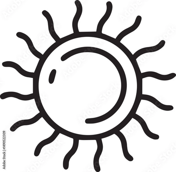 Obraz Minimal Outlined Sun Icon – Black Line Solar Symbol