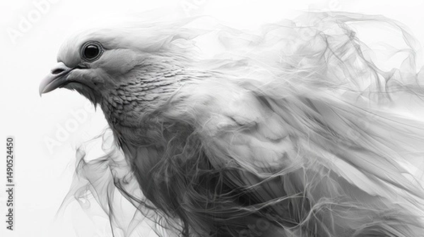 Obraz Bird in smoky flight, monochrome