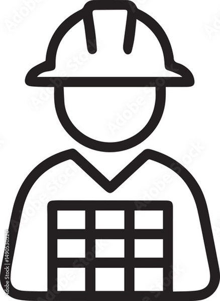 Obraz Flat Vector Icon of Solar Panel Installation Worker