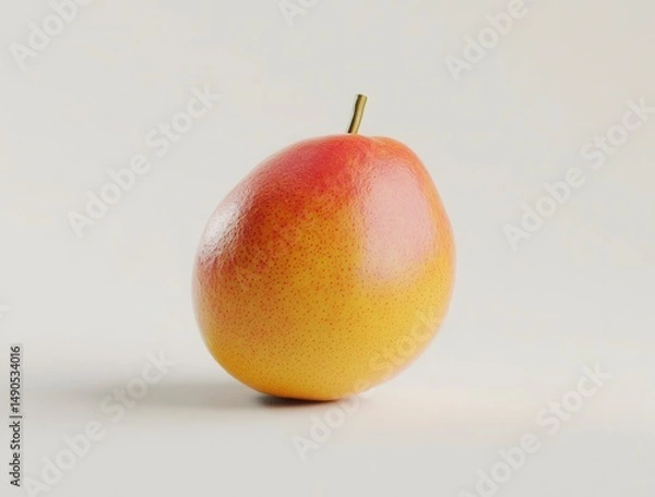 Fototapeta Ripe Red And Yellow Pear On White Background