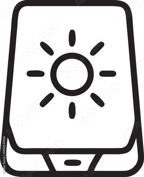 Obraz Black Line Solar App Icon – Smartphone with Energy Monitoring