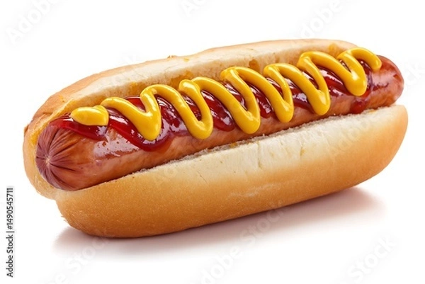 Obraz hot dog with mustard and ketchup