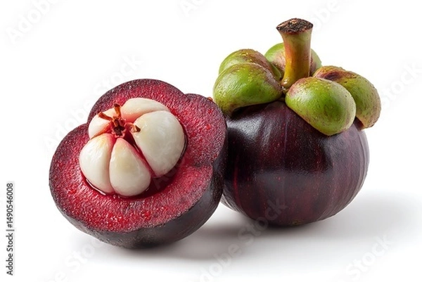 Obraz Mangosteen isolated on white background.