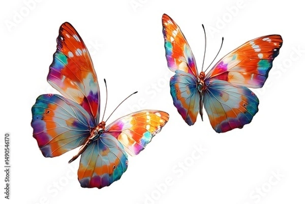 Obraz two colorful butterflies isolated on white background.