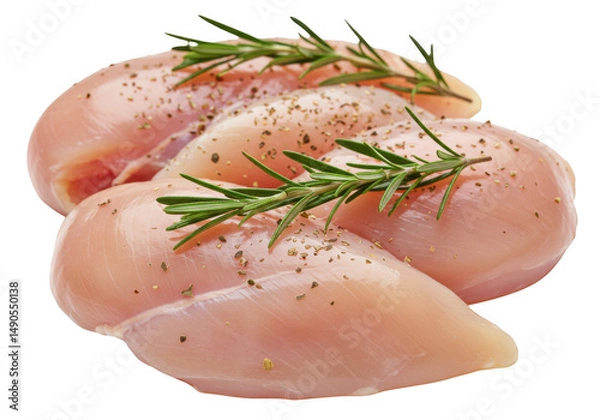 Fototapeta Seasoned Chicken Breast Filets with Rosemary isolated on transparent 