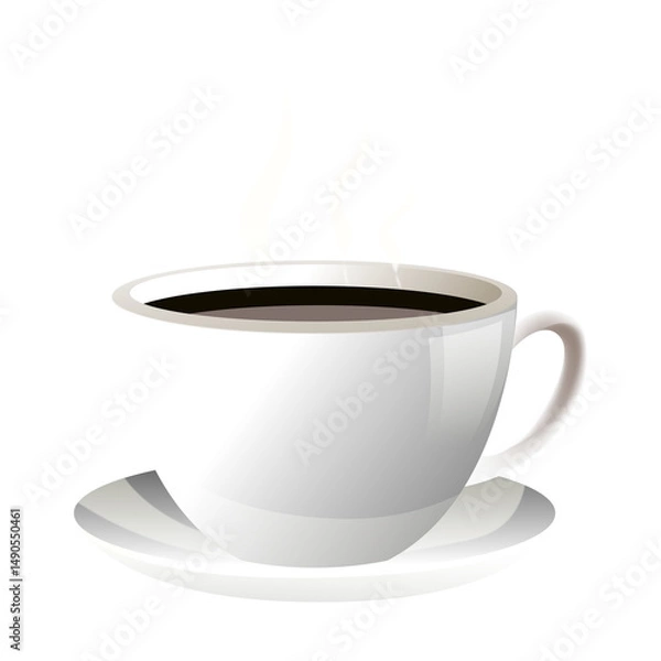 Obraz Cup hot coffee with steam rising in the air on transparent background