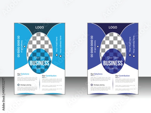 Fototapeta Corporate Roll Up Banner Design Template – Business Promotion Standee Layout in Blue and Purple Colors